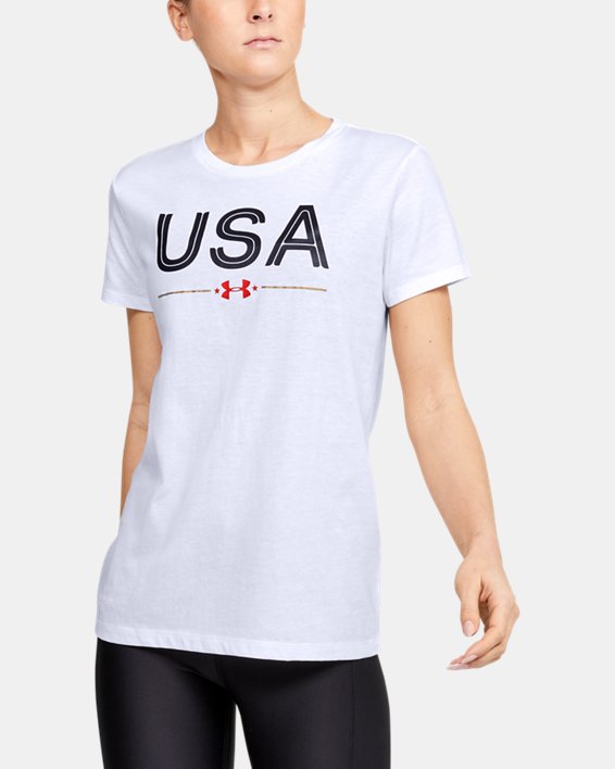 Women's UA USA Short Sleeve, White, pdpMainDesktop image number 0
